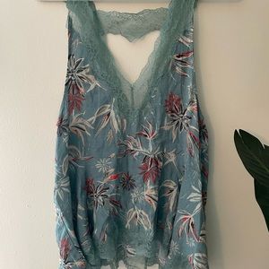Free people lace open back top M